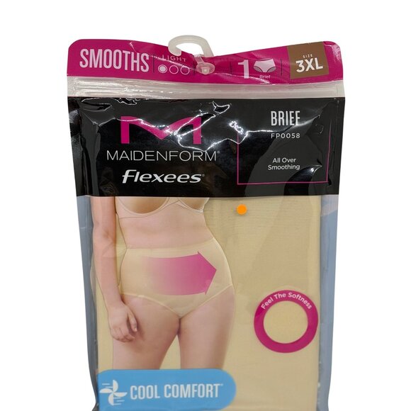 NWT Maidenform Flexees Brief FP0058 3XL Nude Light Control All Over Smoothing - Picture 2 of 3